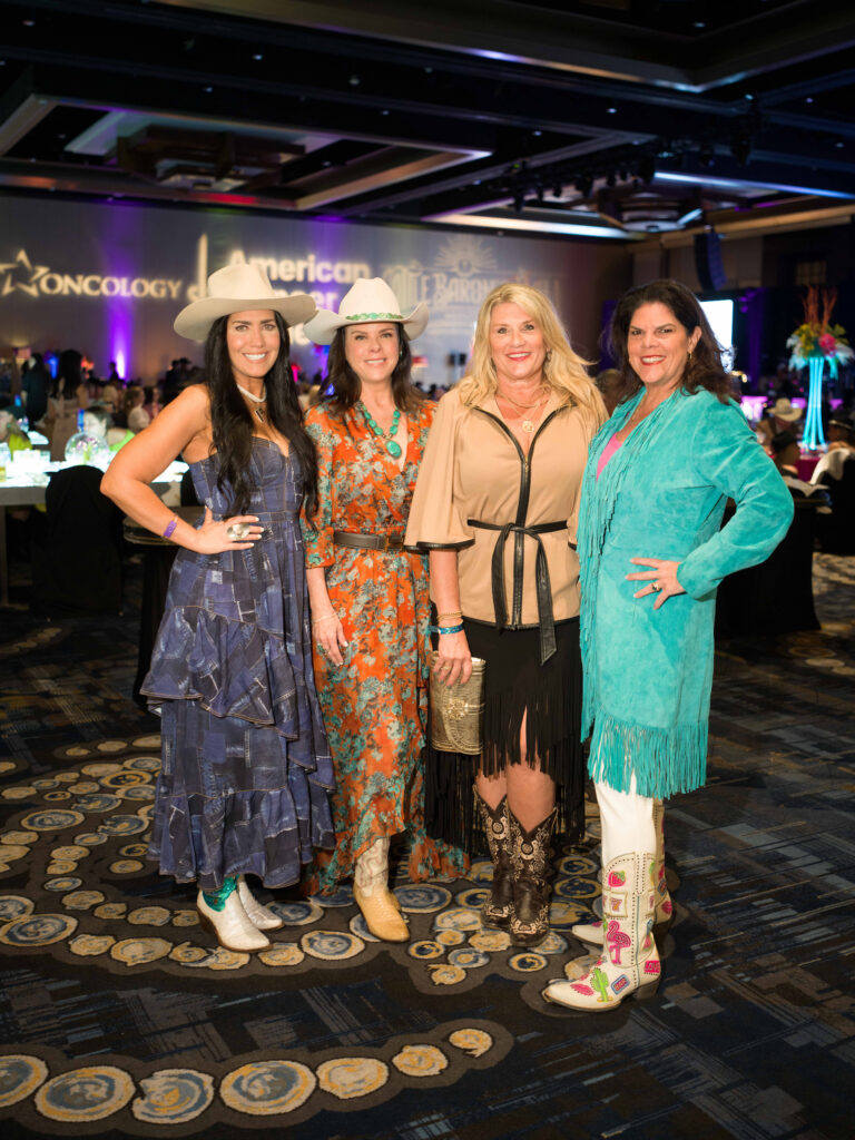 Tiffany Halik, Julianna Montealegra, Debbie Marshall, Kathy Griffin at the Houston Cattle Baron's Ball. (Photo by Daniel Ortiz)