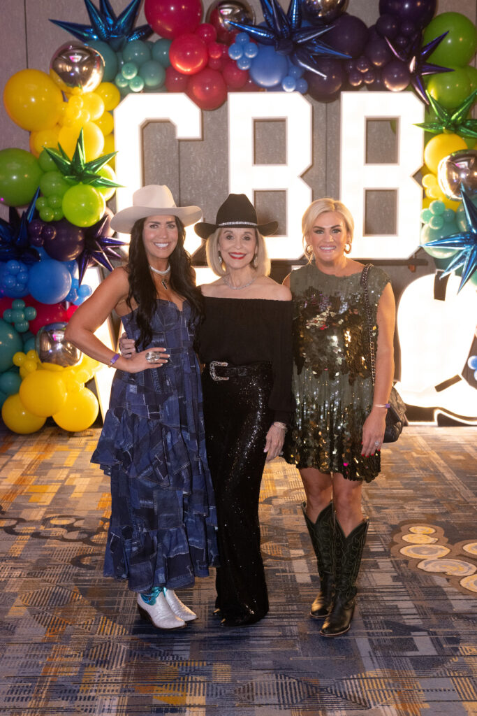 Tiffany Halik, Sandra Porter, Nora Jarrard at the Houston Cattle Baron's Ball. (Photo by Wilson Parrish)