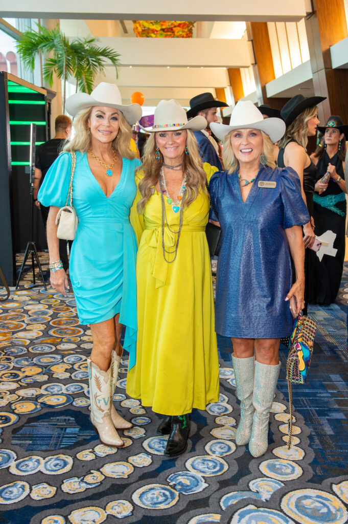 Tricia Verbois, Jill Watson, Karen Remington at the Houston Cattle Baron's Ball. (Photo by Jacob Power)
