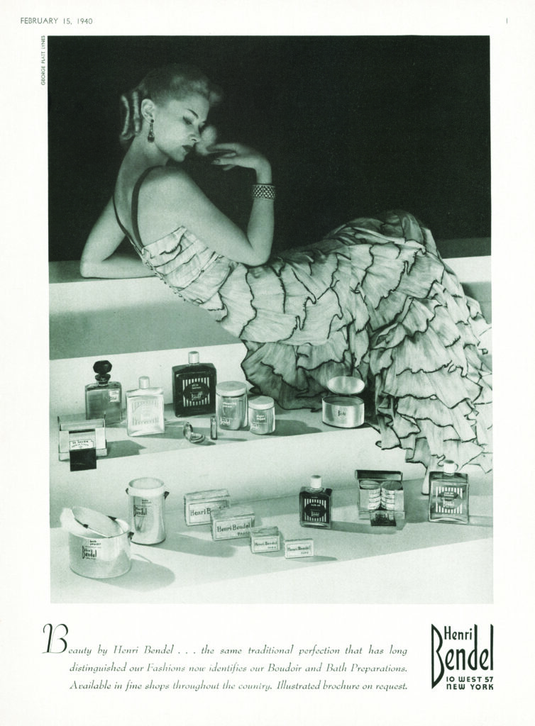 Bendel’s ad for “bath and boudoir” in Vogue in 1940 (Courtesy Vogue Conde Nast, Henri Bendel, LLC)