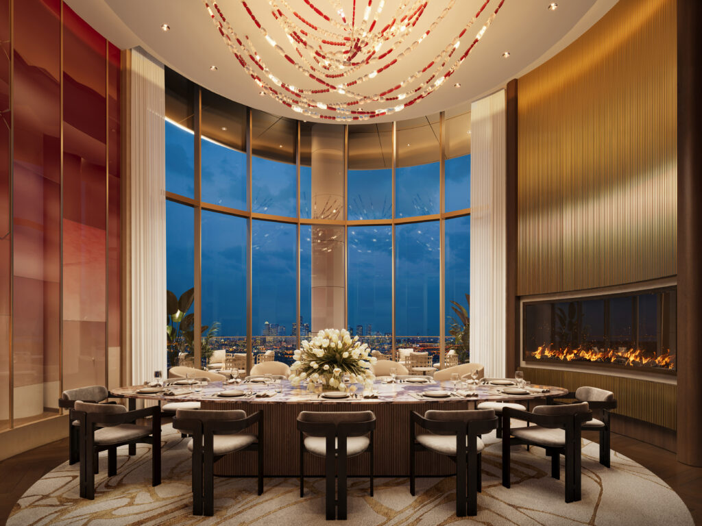The 25th floor private dining room at the St. Regis Residences, Houston (Rendering courtesy of Shimahara Visual)