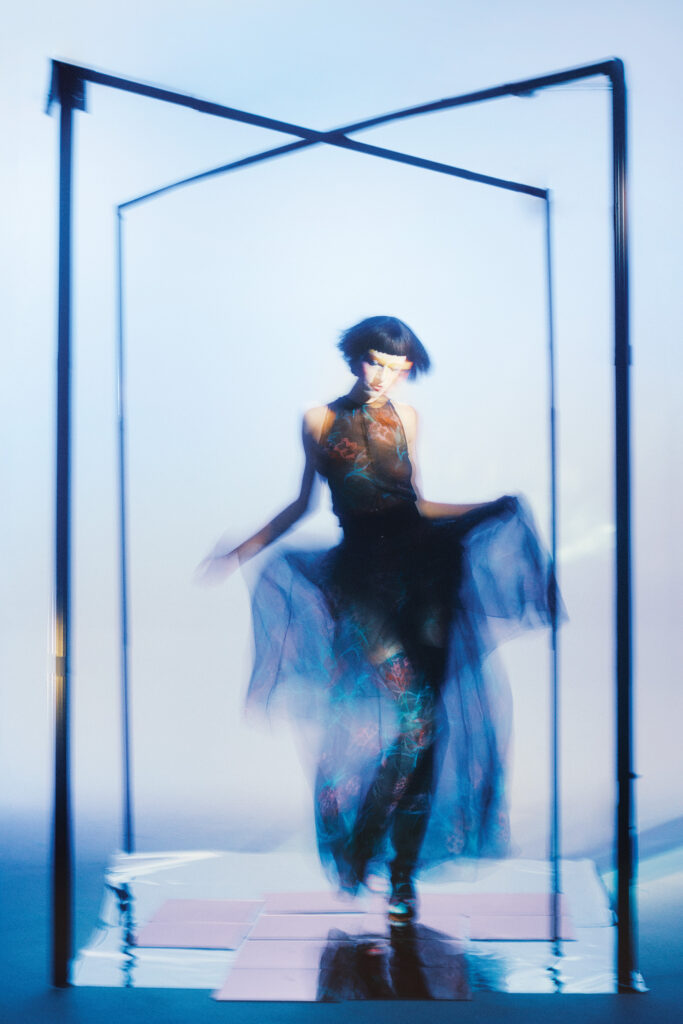 Giorgio Armani black silk organza dress $6,200, at Neiman Marcus, farfetch.com.  (Photo by Fernando Rodriguez)