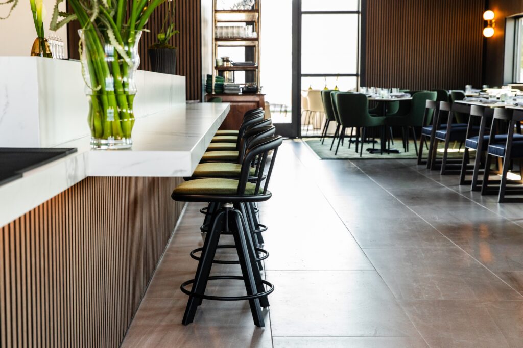 The dining room and bar offer another inviting view at the new Maven at Sawyer Yards. (Photo by Becca Wright)