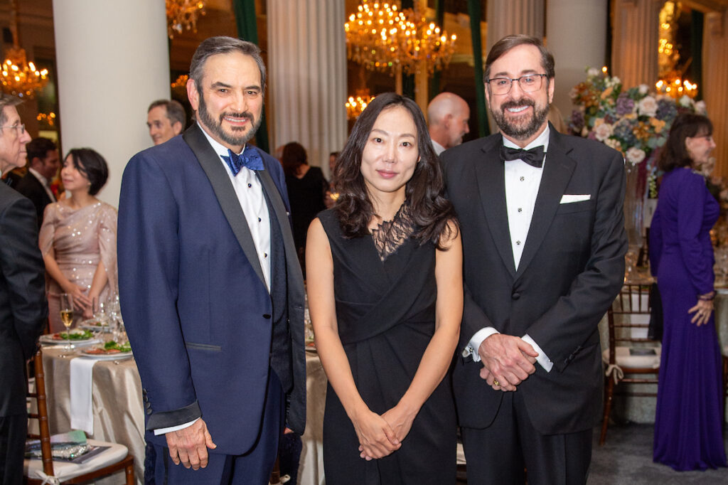 Stephen McCauley, Yooshin Song, David Peavy at the Houston Symphony Opening Night dinner at Corinthian Houston. (Photo by Jacob Power)