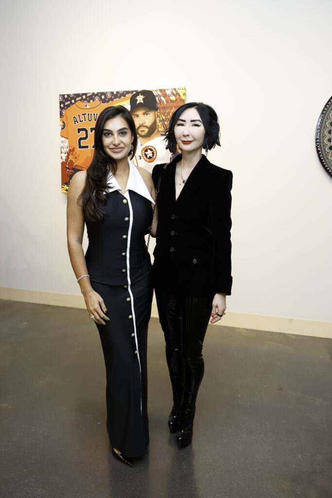 Dr. Hoda Sana, Carrie Brandsberg Dahl at Sneha Merchant's "Live In Color," in River Oaks District (Photo by Quy Tran)