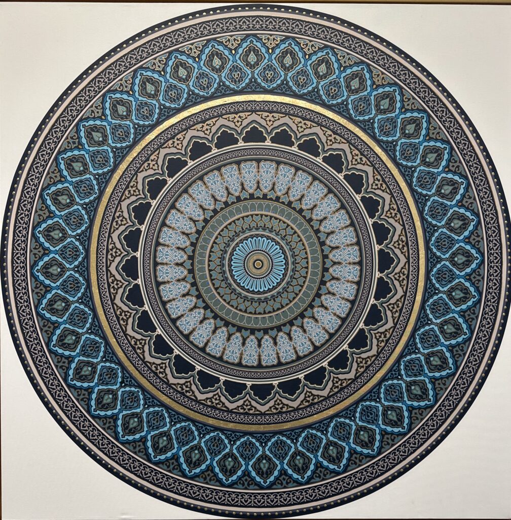 Sneha Merchant's "Lost in the shades of Blue," 2023, at "Live In Color," in River Oaks District (Photo by Quy Tran)