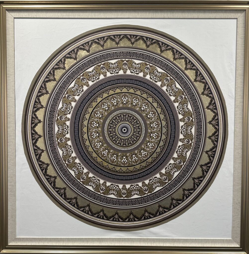 Sneha Merchant's "Enchanting Black Gold Mandala," 2024, at "Live In Color," in River Oaks District (Photo by Quy Tran)
