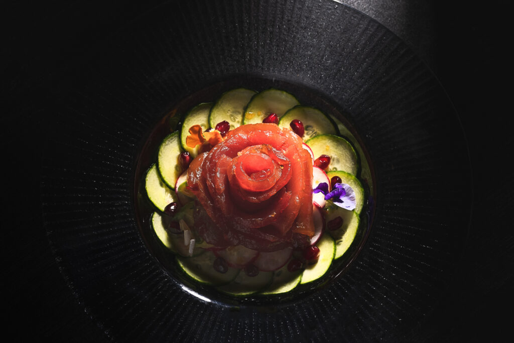 The menu features Mexico City-inspired cuisine like Sashimi Mexicano. (Photo by TJ Perez)