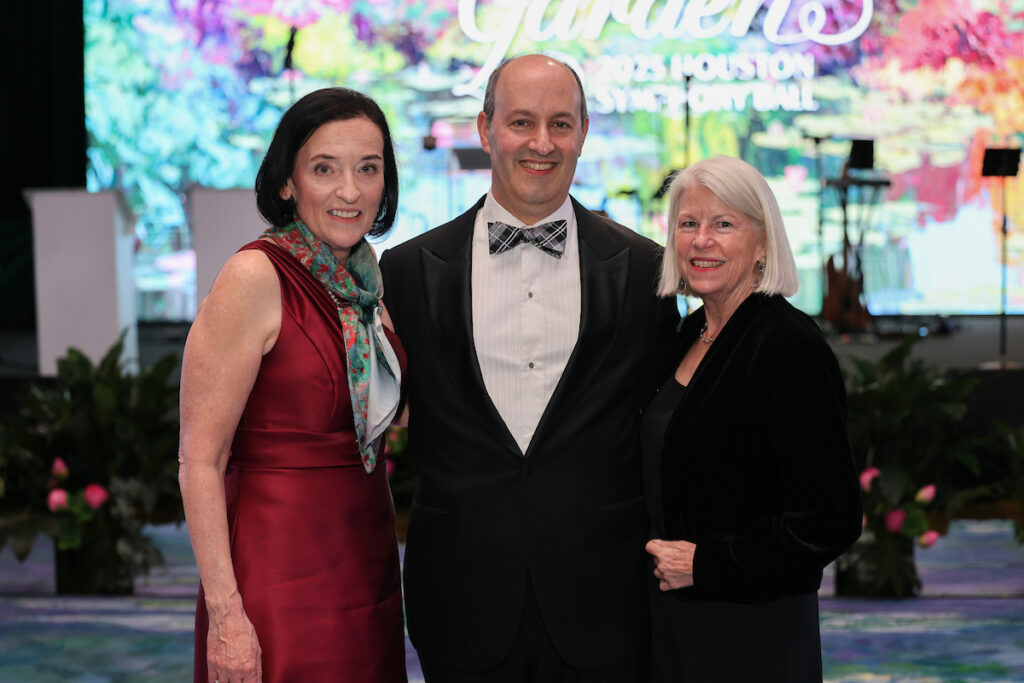 Barbara Burger, Gary Ginstling, Janet Clark at the Houston Symphony Ball. (Photo by Priscilla Dickson)