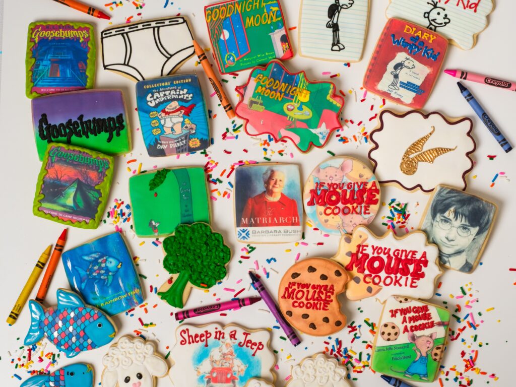 Some of Shawn Singh's favorite childhood book covers become cookies at Dessert Gallery during March, National Literacy month.  (Photo courtesy of Quit Nguyen)