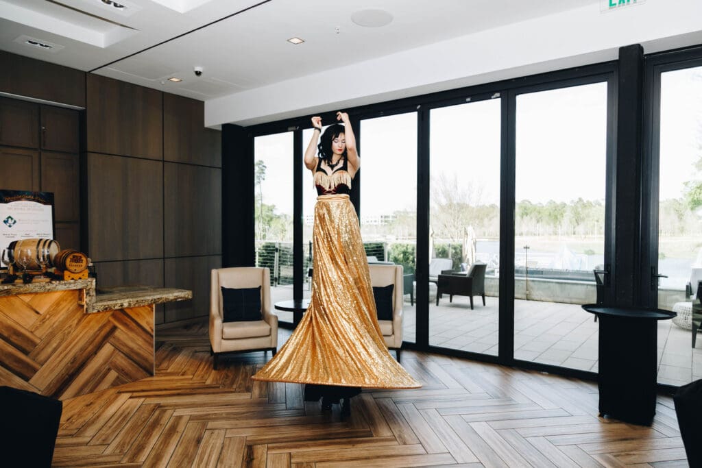 A woman on stilts was part of the impressive interactive entertainment "Under the Big Top." (Photo by Cindy Janette)