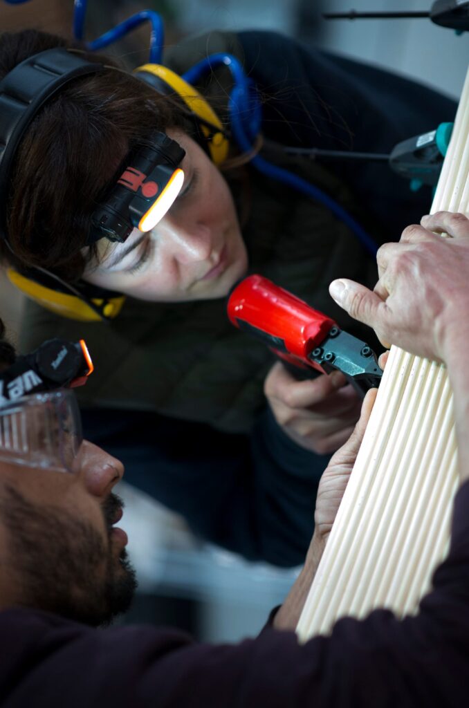 Aurélie Hoegy working in her studio (Photo by Gilles le Mao) 