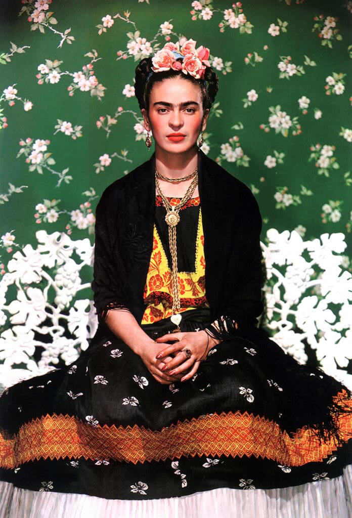 Nickolas Muray's "Frida on White Bench, New York," 1939, at PDNB Gallery (Courtesy the Nickolas Muray Archive and PDNB Gallery)