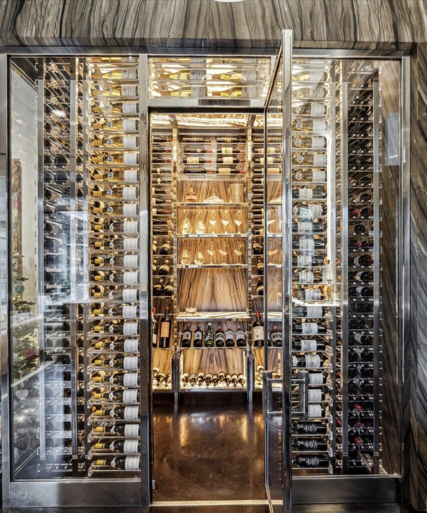 The incredible million dollar wine room at 220 Merrie Way Lane (Photo by TK Images)