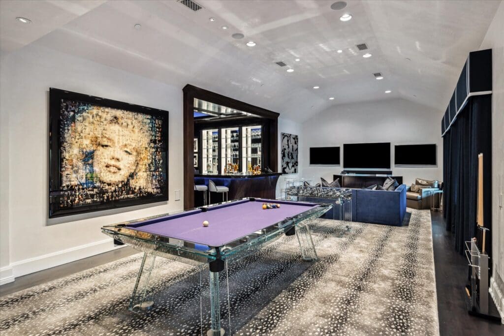 The second floor game room and bar at 220 Merrie Way Lane  (Photo by TK Images)