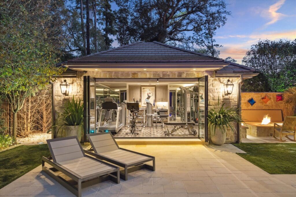 The detached exercise room at 220 Merrie Way Lane (Photo by TK Images)