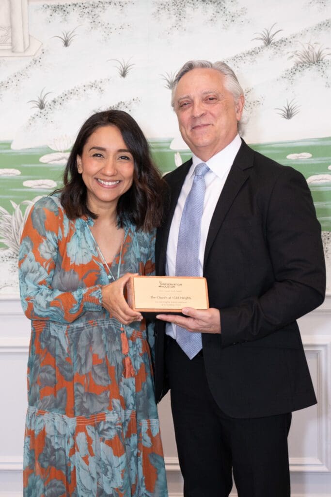 Carol Mendoza-Leon, Kevin Huddleston of Church at 1548 Heights at Preservation Houston's Cornerstone Dinner (Photo by Wilson Parrish)