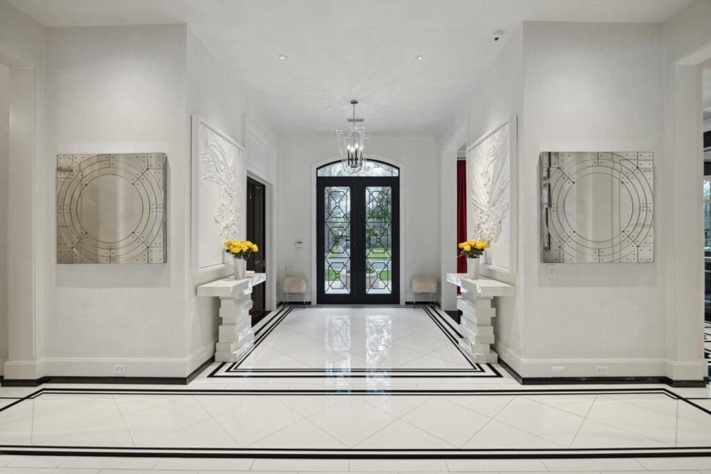 Entry to the home at 220 Merrie Way Lane that is privately listed with DeeDee Guggenheim Howes of Compass. (Photo by TK Images)