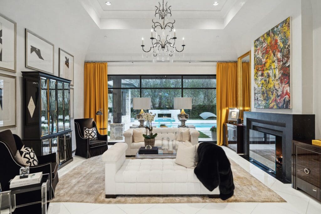 Formal living rooom at 220 Merrie Way in Piney Point Village (Photo by TK Images)