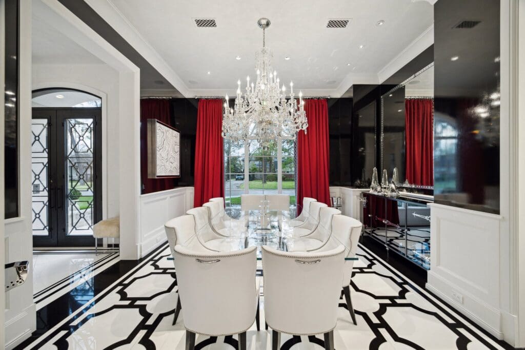 The formal dining room at 220 Merrie Way Lane (Photo by TK Images)