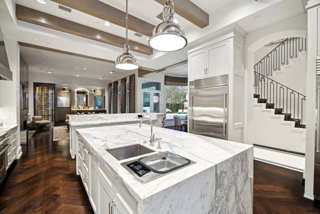 The state of the art gourmet kitchen at 220 Merrie Way Lane in Piney Point Village  (Photo by TK Images)