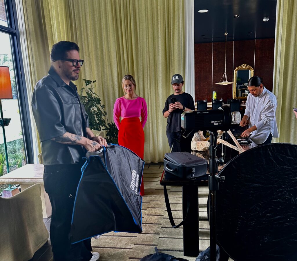 Photographer Alejandro Salinas, Best Dressed honoree Lexi Sakowitz Marek, Ceron hair stylist Tarek El-Bjeirmi, make-up artist Juan Peralta at Hotel Saint Augustine (Photo by Shelby Hodge)