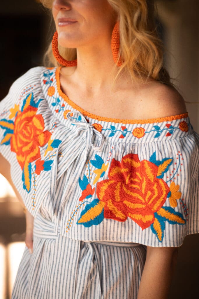 The "Romina Rayas" midi dress retails for $595. (Photo by Dalí Nelio)