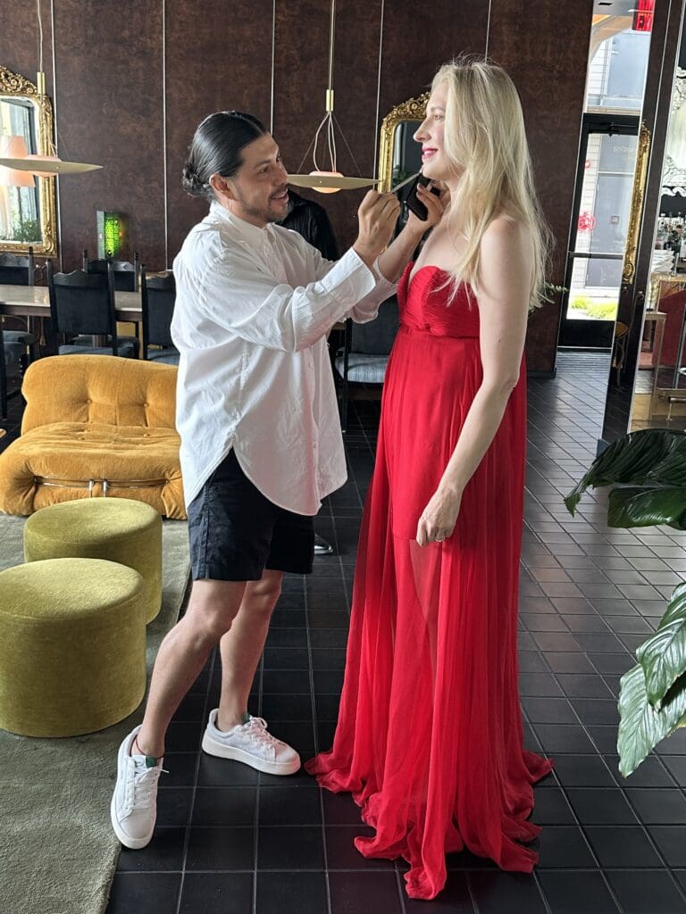 Isabel David, Juan Peralta at the PaperCity Philanthropy in Fashion Best Dressed photo shoot at Hotel Saint Augustine(Photo by Shelby Hodge)