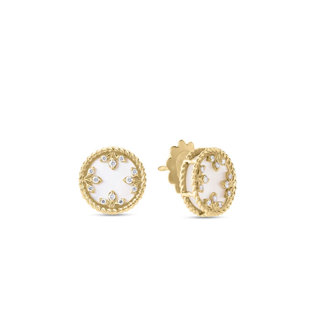 Roberto Coin 18K Yellow Gold Venetian Medallion Stud Earrings ($3,800) from Bachendorf's (Courtesy)