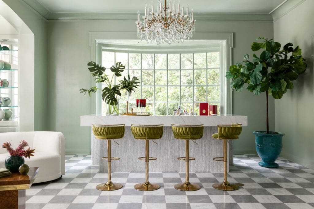 Detail of the custom lounge at 1069 Kirby Drive (Photo by Laurie Perez)