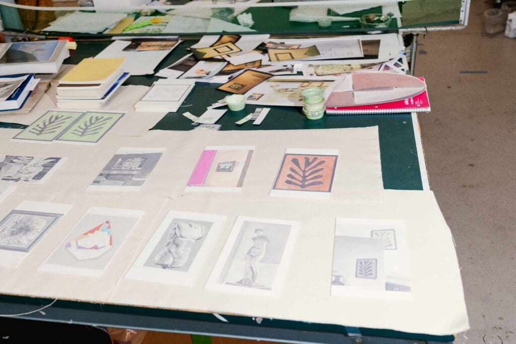 Details of Francesca Fuchs' studio with works in progress for the artist's Menil Collection exhibition (Photo by Antonio Chicaia)