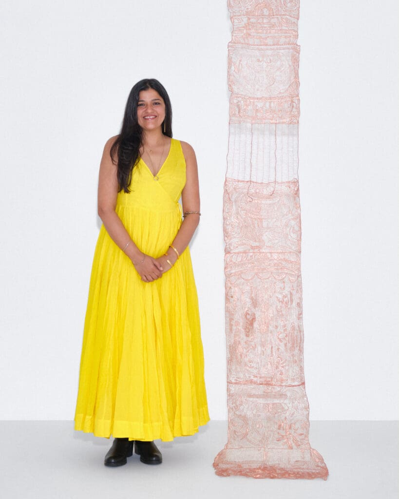 Sumakshi Singh with her "Monument," 2024 (Courtesy Loewe)