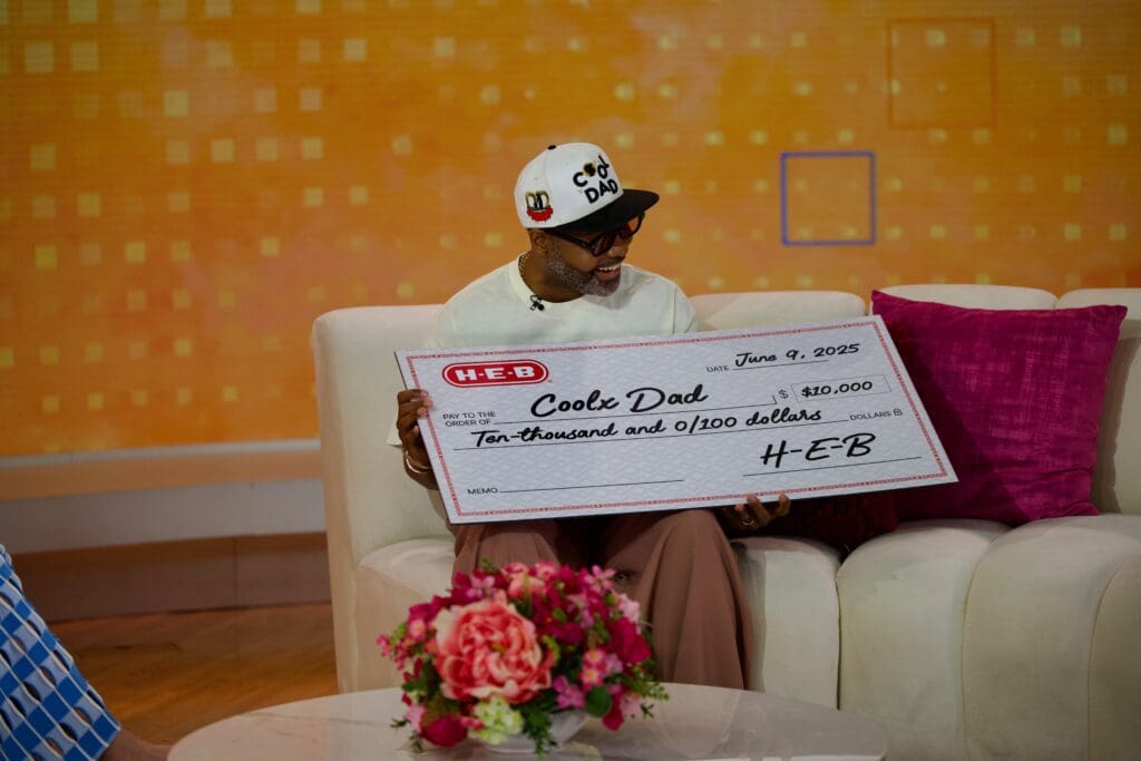 Kevin Barnett, with CoolxDad's generous H-E-B sponsor check, on The Today Show, June 9, 2025 
