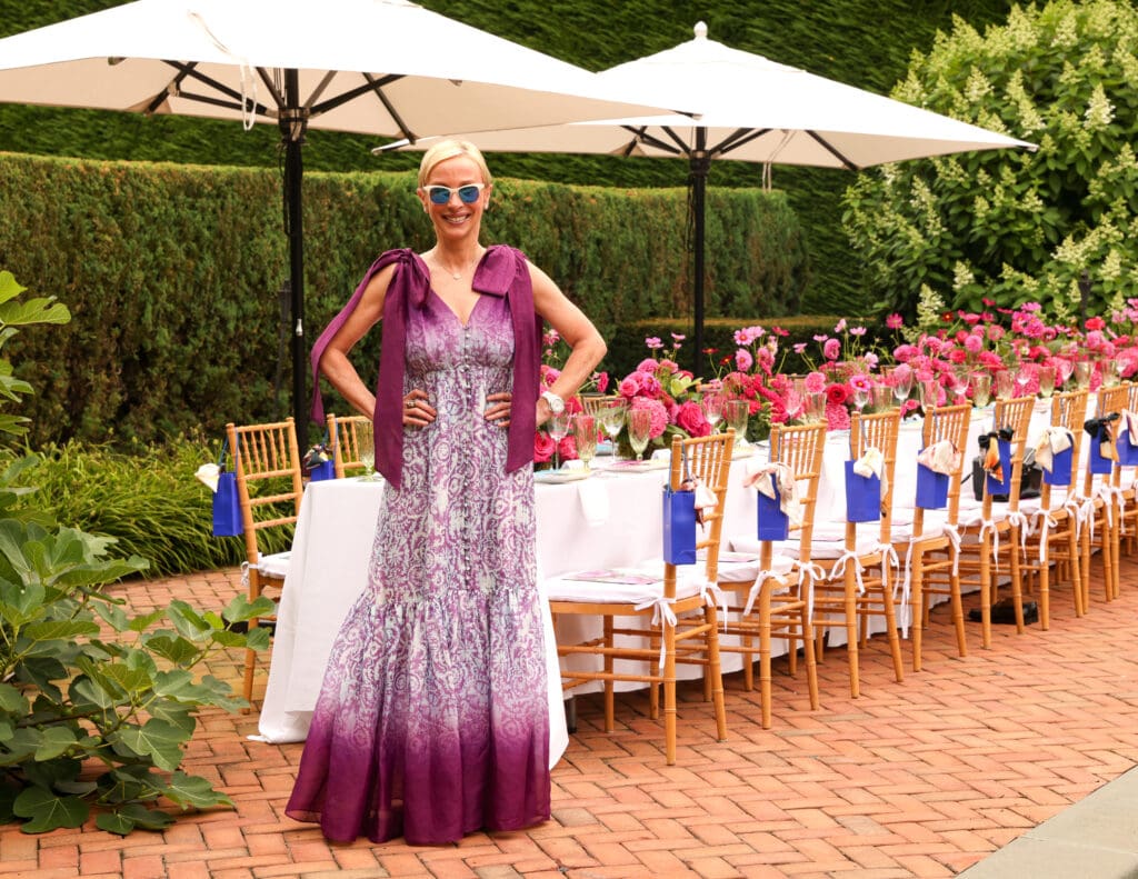 Fashion brand strategist and fashion editor Lisa Frohlich at the Christy Lynn poolside lunch in Southampton (Photo by BFA / Kevin Czopek)