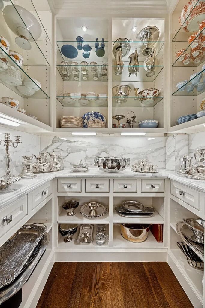The lighted silver display closet is particularly dreamy. (Photo by Allie Beth Allman & Associates)