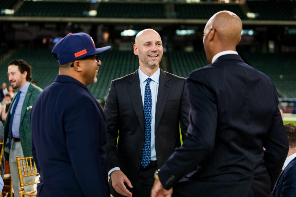 Houston Astros CEO Jared Crane at the Houston Astros Foundation Wine Dinner on the field at Daikin Park. 