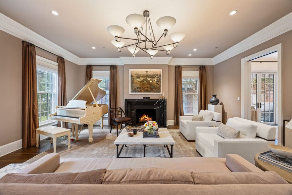 A formal living room at 3636 Stratford Avenue. (Photo by Full Package Media / Compass)