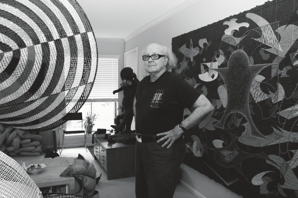 Houston icon and Anya Tish Gallery signature polymath artist H.J. Bott of the obsessive DoV principle. Bott has shown with Anya over the course of several decades. (Photo Sueraya Shaheen, courtesy Texas Artists Today)