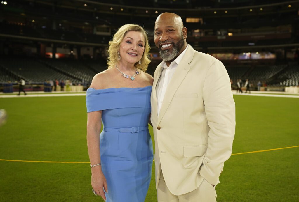 Whitney Crane, Bun B during the Houston Astros Hall of Fame Wine Event at Daikin Park, Saturday, Sept. 13, 2025, in Houston.