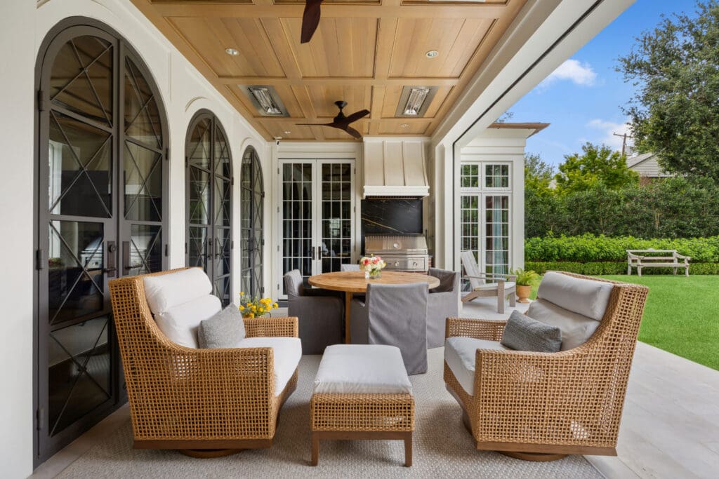 A tranquil sitting area in the backyard of 3636 Stratford Avenue. (Photo by Full Package Media / Compass)