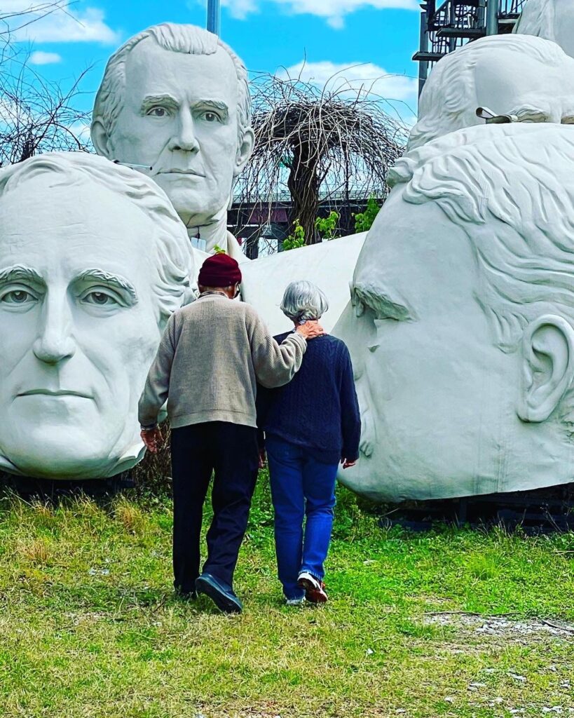 David Adickes with life partner Linda Wiley at his Houston Nance Street Studio (Photo SpotOn Public Relations)