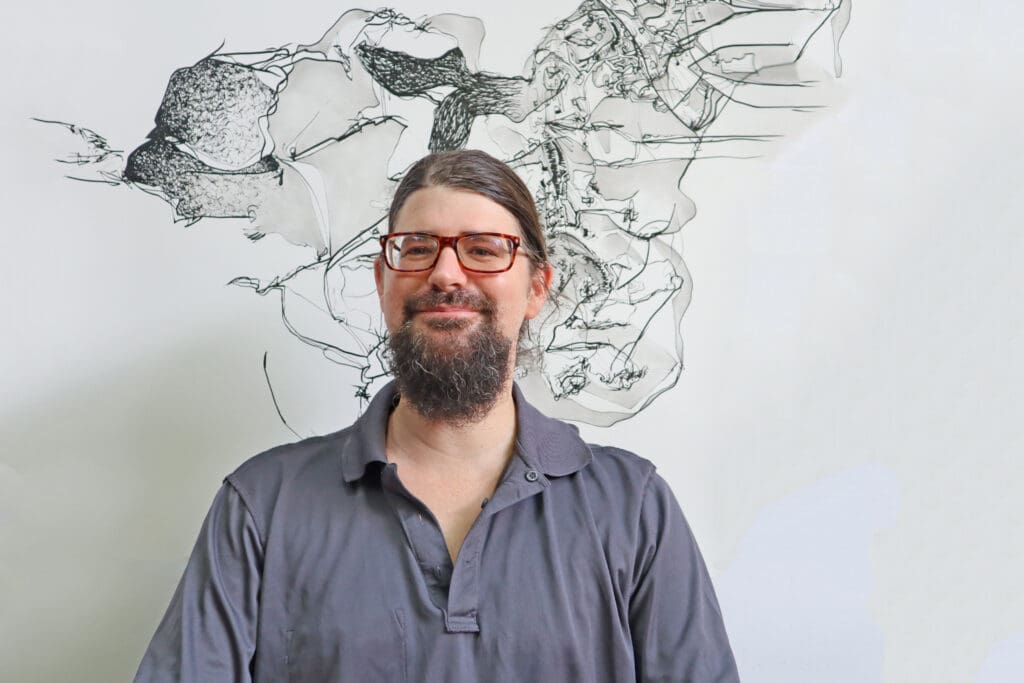 
Artist Justin Earl Grant's artistic style is influenced by his background in Mathematics. 
