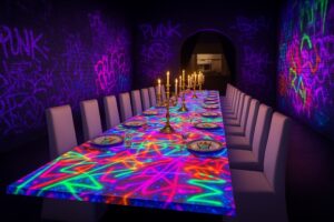 Punk Noir Communal Dining Room Rendering