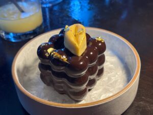 The Cardamom Chocolate Mousse dessert is a must-try at Amrina. It is one of the best restaurants in The Woodlands.