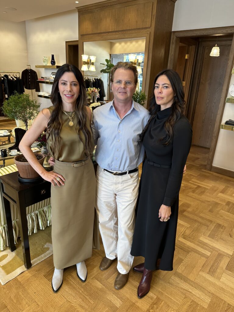 Partlow co-founders Kasey Lemkin and Lawren Sample flank designer Adam Lippes at the launch of the Partlow x Lippes boot collection.