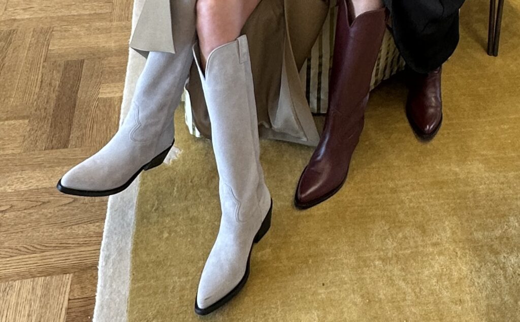 The Partlow x Lippes boot collection is offered in five colors — ivory, black, brown, dove gray, and merlot. 