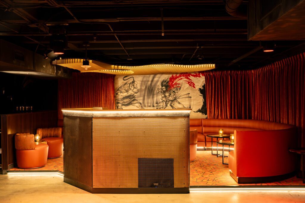 A centerpiece of the new AKAI space is "a state-of-the-art, gold-gridded DJ booth." (Courtesy)