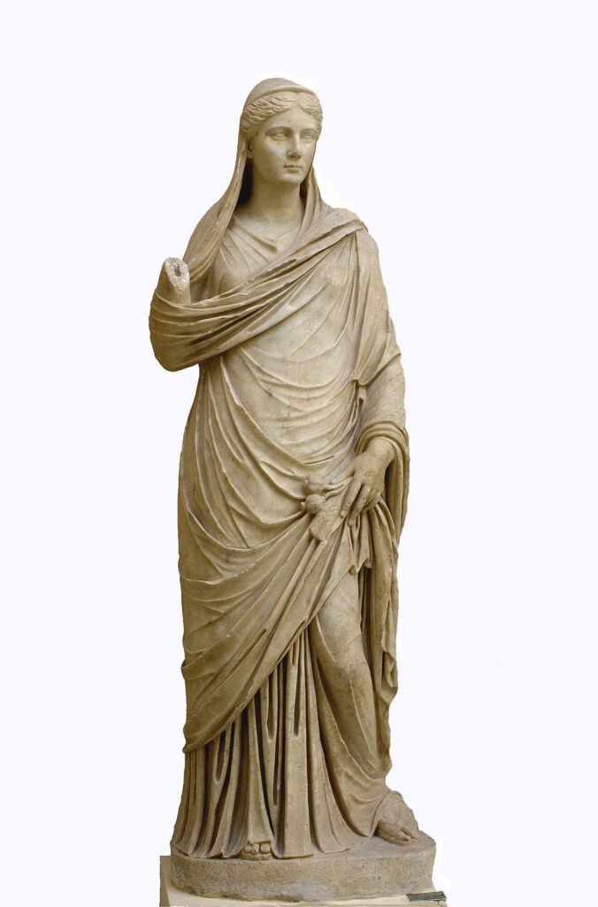 Statue of Sabina as Ceres, the Baths of Neptune, Ostia, Italy, 2nd century, marble, Archaeological Park of Ostia Antica, Rome (Image courtesy MFAH.) 