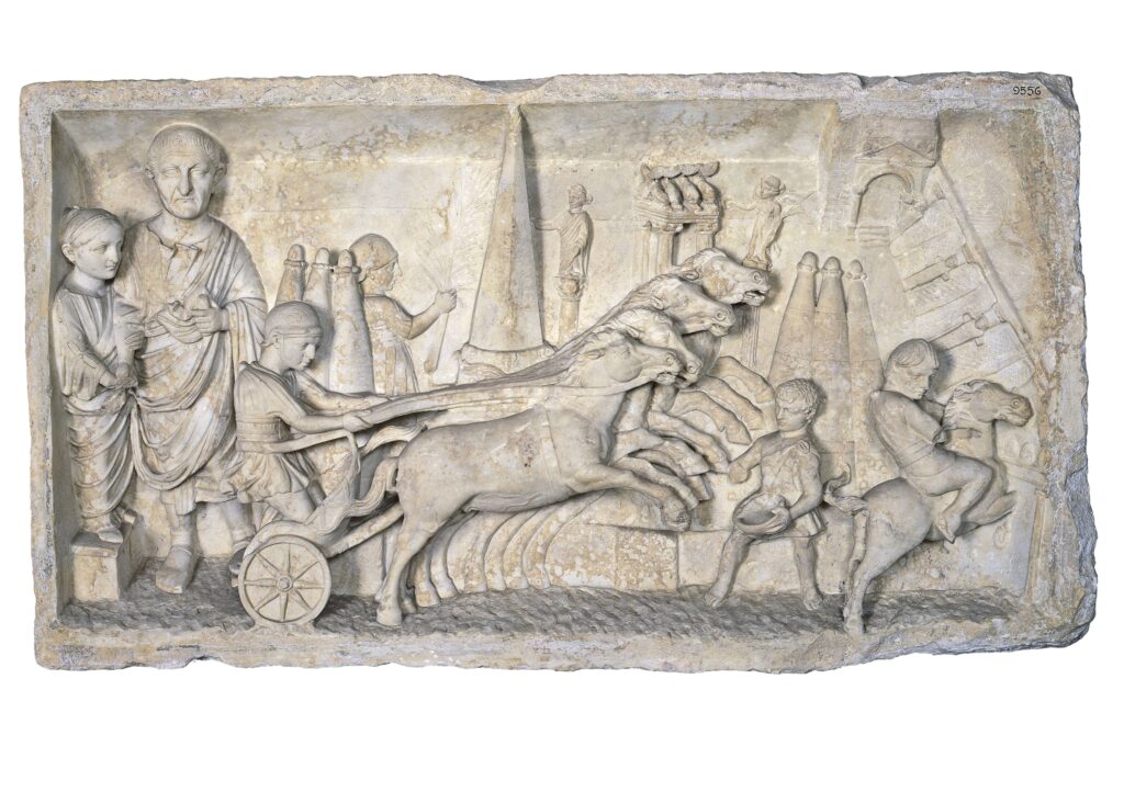 Sepulchral Relief with Circus, Rome, Italy, 2nd century, marble, Gregorian Profane Museum, Vatican Museums, Vatican City (Image courtesy MFAH.)