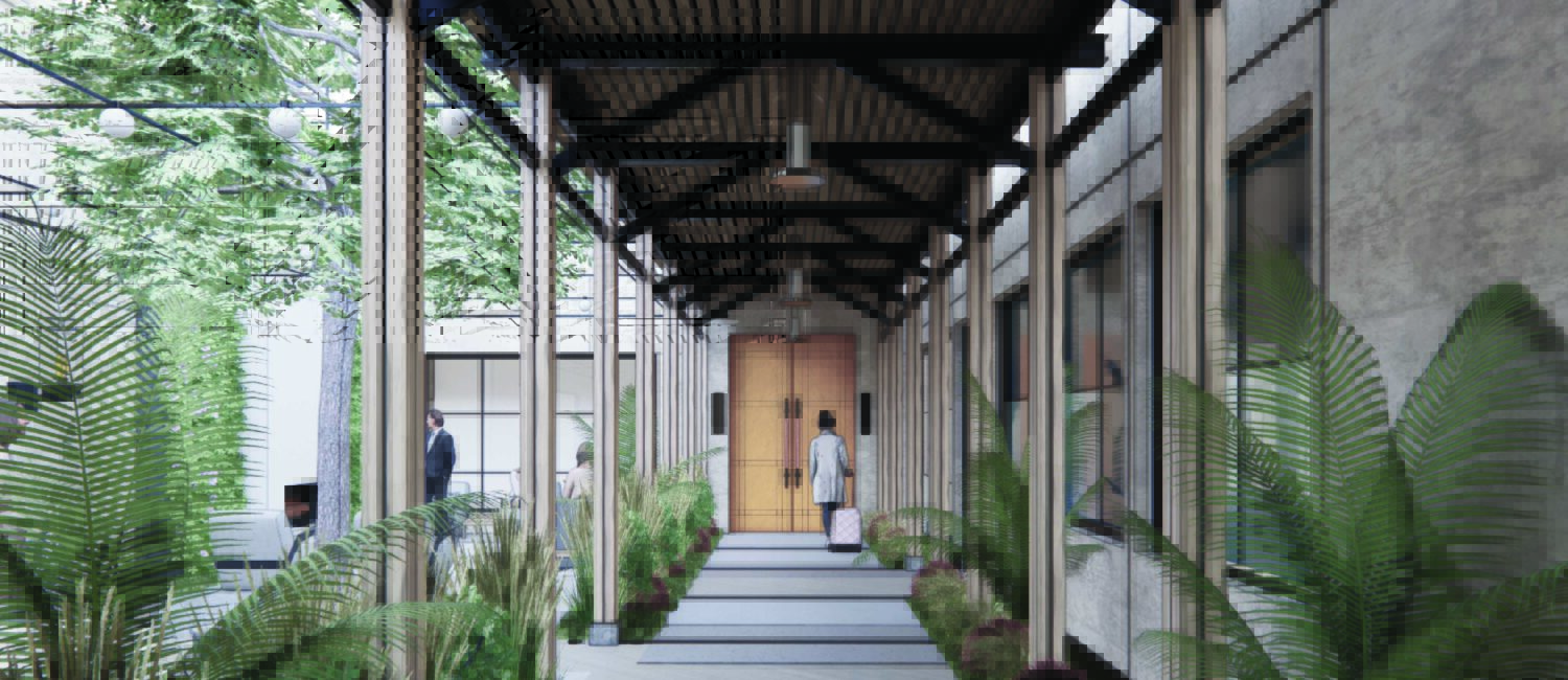 A rendering of The Greenleigh’s entrance.